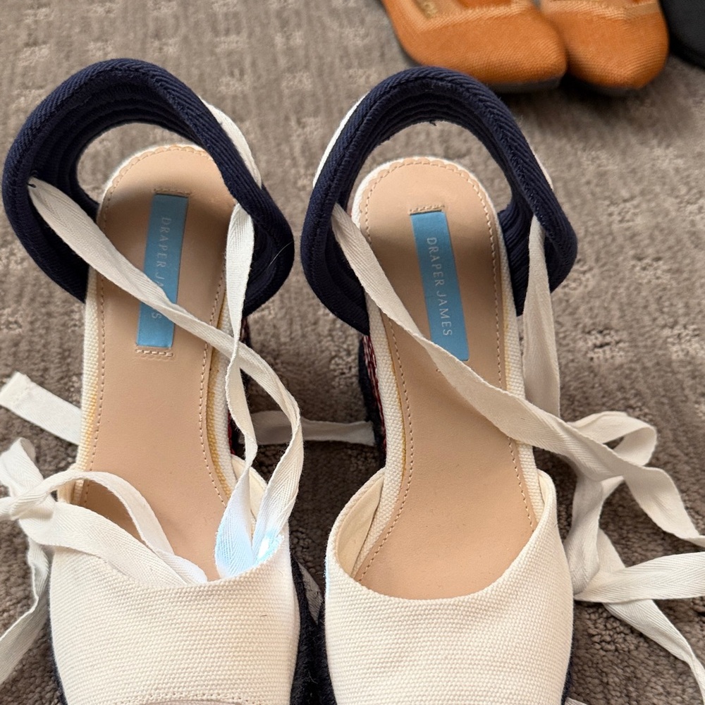 Draper James Cream and Navy Espadrilles